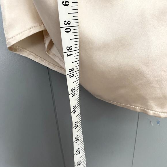 NEW Hello Molly Oyster Cream Heavy Heart Halter Satin Open Back Mini Dress S - Picture 5 of 10